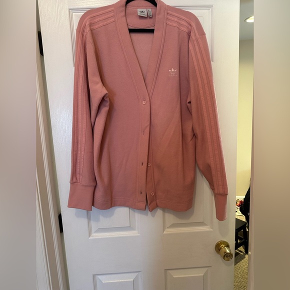 ADIDAS ORIGINALS SOFT LOOSE CARDIGAN SWEATER WONDER MAUVE KIMONO WINTER EASE - Picture 6 of 7